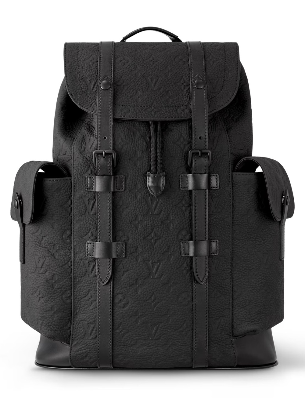 *NEW* Louis Vuitton Black Monogram Leather Backpack with Side Pockets